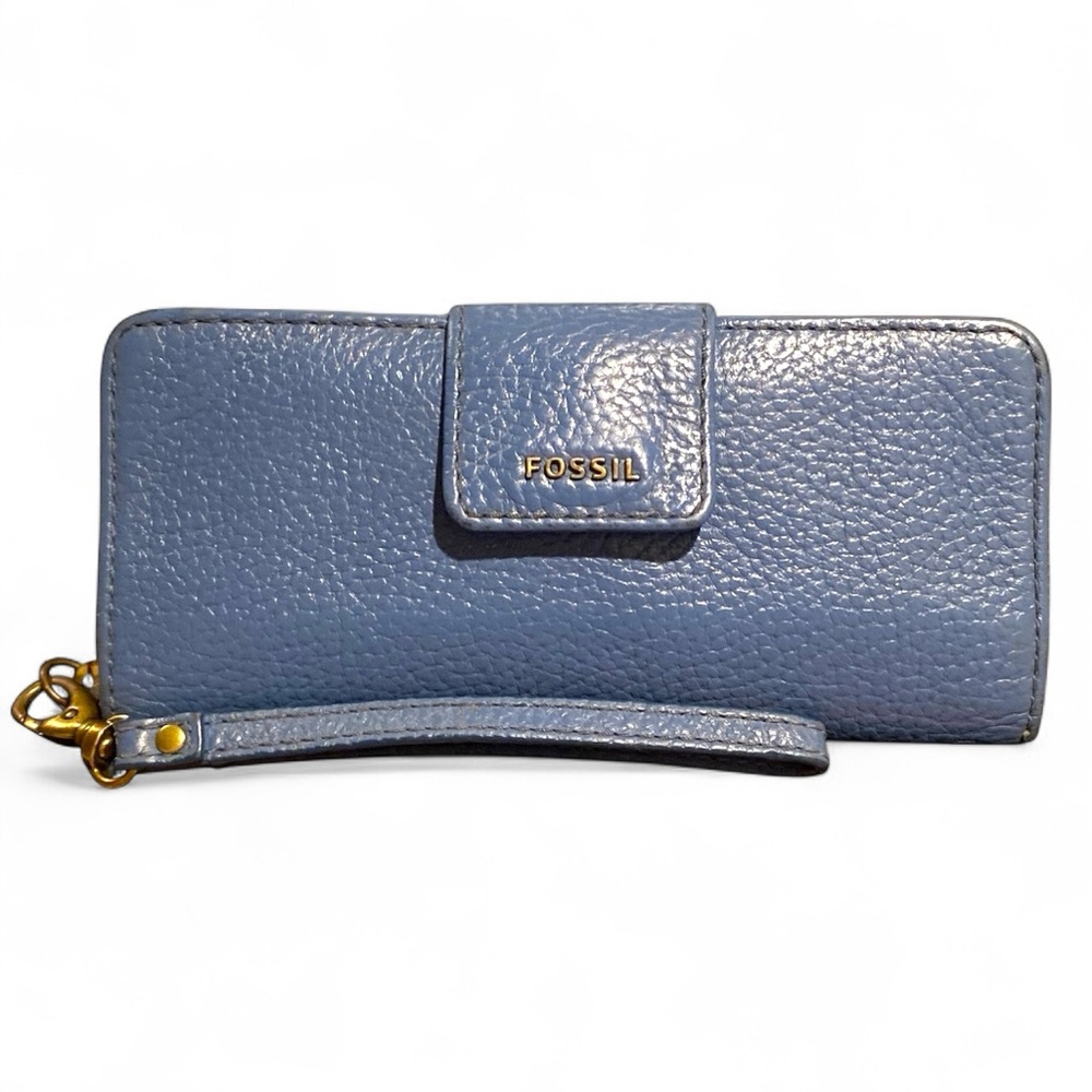 Fossil Blue Leather Wristlet Wallet
